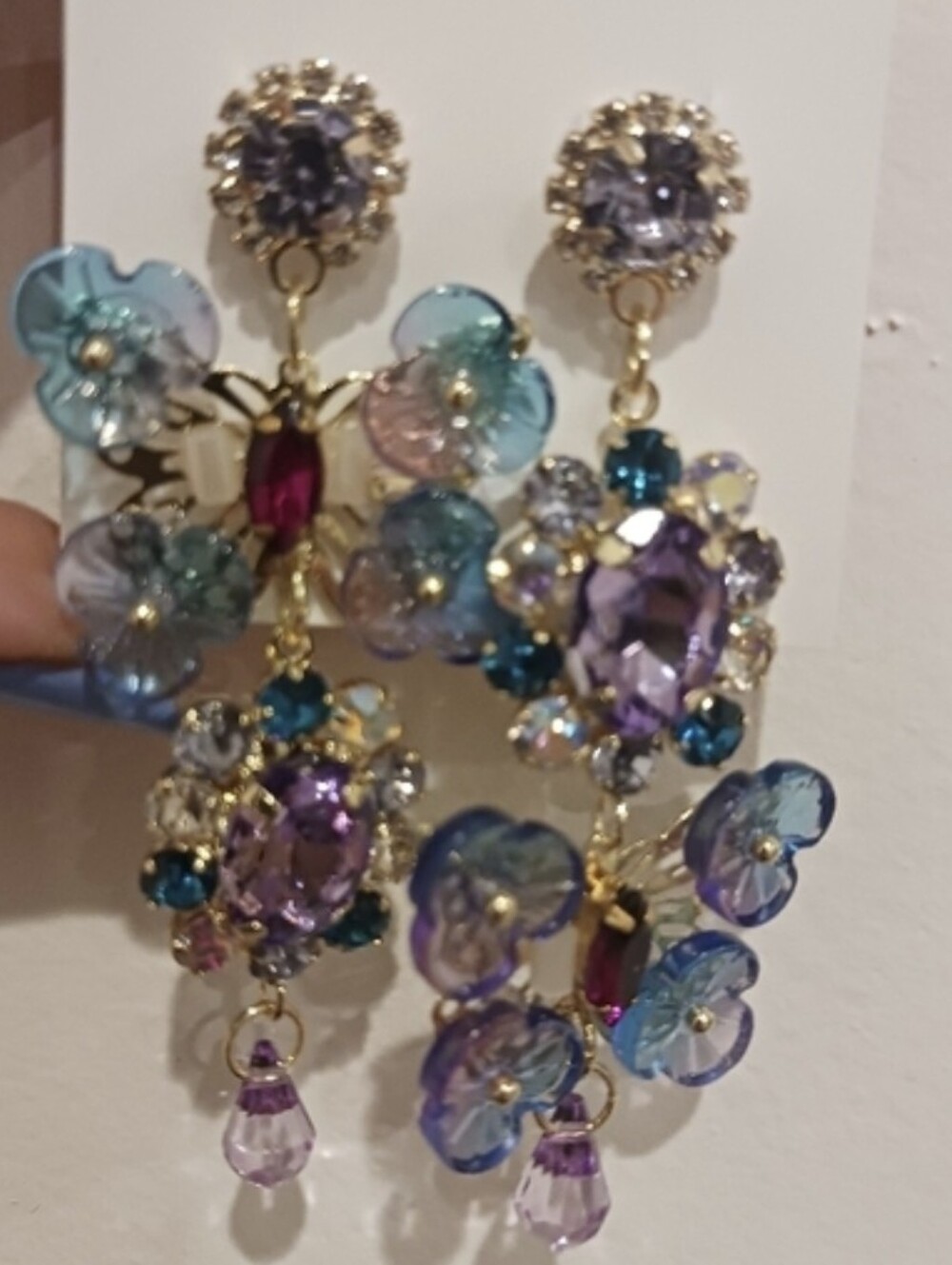 Blue Purle Mismatch Butterfly Flower earrings
